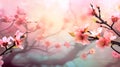 Exquisite pink peach blossoms flourishing in a vibrant garden Royalty Free Stock Photo