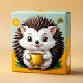 This exquisite plain gift box is the perfect present for your anthropomorphic cute cartoon hedgehog friend. Royalty Free Stock Photo