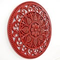 Exquisite red circular wall art isolated on white Royalty Free Stock Photo