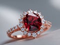 Exquisite Red Gemstone Ring with Sparkling Accent Stones Royalty Free Stock Photo