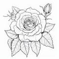 Exquisite Rose Coloring Page With Surrealistic Elements