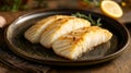 Exquisite Seabass Fillet A Culinary Delight Served on a Restaurant Table Royalty Free Stock Photo
