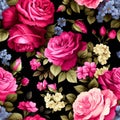 Exquisite seamless pattern with a delightful array of flowers on a textured fabric background