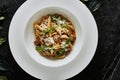 Exquisite Serving White Restaurant Plate of Homemade Italian Penne Pasta Royalty Free Stock Photo