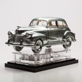 Exquisite Silver Model Car Statue On Transparent Background