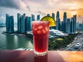 Exquisite Singapore Sling at the Singapore Marina Countdown.AI Generated