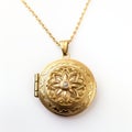 Exquisite Solid Brass Gold Locket With Flower Design Royalty Free Stock Photo