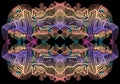 Exquisite sophisticated abstract ornate pattern, orange pink blue purple gradient color lines. Pattern is isolated
