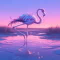 Elegant Flamingo, Twilight Reflections Royalty Free Stock Photo