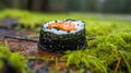 Exquisite Sushi Rolls. Vibrant Presentation, Delicious Assortment, Variety of Fresh Flavors Royalty Free Stock Photo