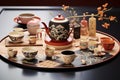 Exquisite Tea party set oriental. Generate Ai Royalty Free Stock Photo