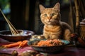 Exquisite Thai cat eating. Generate Ai Royalty Free Stock Photo