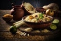 Exquisite traditional Brazilian food menu, delicious delicacy, brazilian food, cuzcuz, cous , cassava, farofa, serving