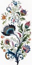 Exquisite Turkish Arabesque Style Floral Illustration on White Background