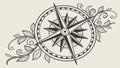 Compass rose with floral elements, elegant navigation, nature guide, vector design Generative AI Royalty Free Stock Photo