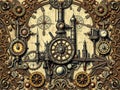 Exquisite Victorian Steampunk Wallpaper Design Intricate Clockwork Patterns for a Dreamy Interior Royalty Free Stock Photo