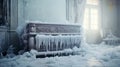 Vintage Elegance Frozen in Time: Antique Radiator in Chilled Living Room