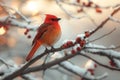 Exquisite visual a vibrant red bird was perched on a tree branch, high quality, high resolution Royalty Free Stock Photo