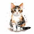 Exquisite Watercolor Cat Illustration on a White Canvas