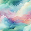 Exquisite watercolor clouds in rococo pastel colors (tiled