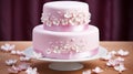 Exquisite wedding cake adorned with flowers and free space for text perfect for celebrations