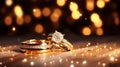 Exquisite wedding rings on radiant backdrop with ample space for personalized messages