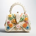 Colorful Hyper-realistic Flower Handbag - White Background