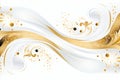 White and Gold Curled Banner Design