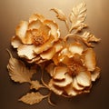 Exquisite Wood Carved Wall Sculpture: Three Golden Flowers From Yuan Dynasty