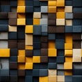 Exquisite wood modular wall pattern in yellow, white, and gray (tiled)