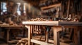 Exquisite Woodworking: Masterful Carving of a Wooden Table in a Rustic Workshop
