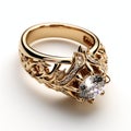 Exquisite Yellow Gold Diamond Ring Inspired By Royalty
