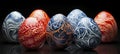 Exquisitely adorned easter eggs showcasing a brilliant assortment of vibrant painted colors