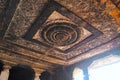 Exquisitely carved ceiling of mantapa, Ravanaphadi rock-cut temple, Aihole, Bagalkot, Karnataka Royalty Free Stock Photo