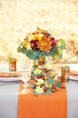 Exquisitely decorated table for two. Autumn themed table setting