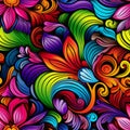Exquisitely vibrant and captivating floral seamless pattern with a stunning array of colors