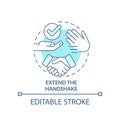 Extend handshake turquoise concept icon