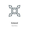 Extend outline vector icon. Thin line black extend icon, flat vector simple element illustration from editable geometry concept