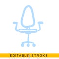 Office chair icon. Editable stroke flat line icon. Doodle sketch