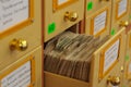 Extended drawer of the old library catalog Royalty Free Stock Photo