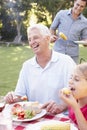 Extended Family Enjoying Barbeque In Garden Together Royalty Free Stock Photo