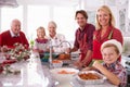Extended Family Group Basting Christmas Turkey In Kitchen Royalty Free Stock Photo