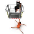 Extended scissor lift on white. 3D illustration