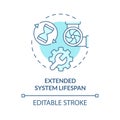 Extended system lifespan soft blue concept icon