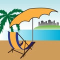 Extensible chair and umbrella Royalty Free Stock Photo
