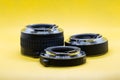 Extension tubes for DSLR camera Royalty Free Stock Photo