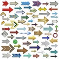 An extensive collection of diverse three-dimensional arrows featuring various styles, textures, and colors, pointing in multiple Royalty Free Stock Photo