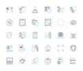 Extensive data linear icons set. Analytics, Insights, Big data, Metrics, Quantitative, Statistics, Algorithms line