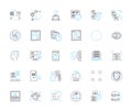 Extensive data linear icons set. Analytics, Insights, Big data, Metrics, Quantitative, Statistics, Algorithms line