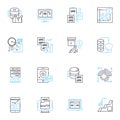 Extensive data linear icons set. Analytics, Insights, Big data, Metrics, Quantitative, Statistics, Algorithms line